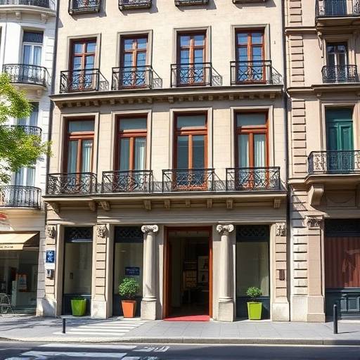 Fachada del edificio de Ítaca Studios en la Calle de la Reina, Madrid.