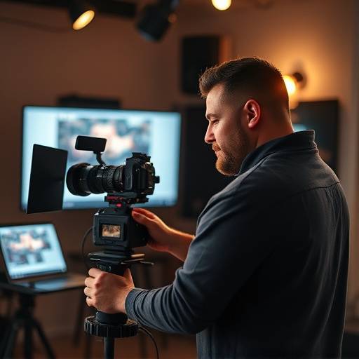 Foto de Carlos Sánchez, Especialista en Streaming de Ítaca Studios, ajustando la configuración de la transmisión en vivo.